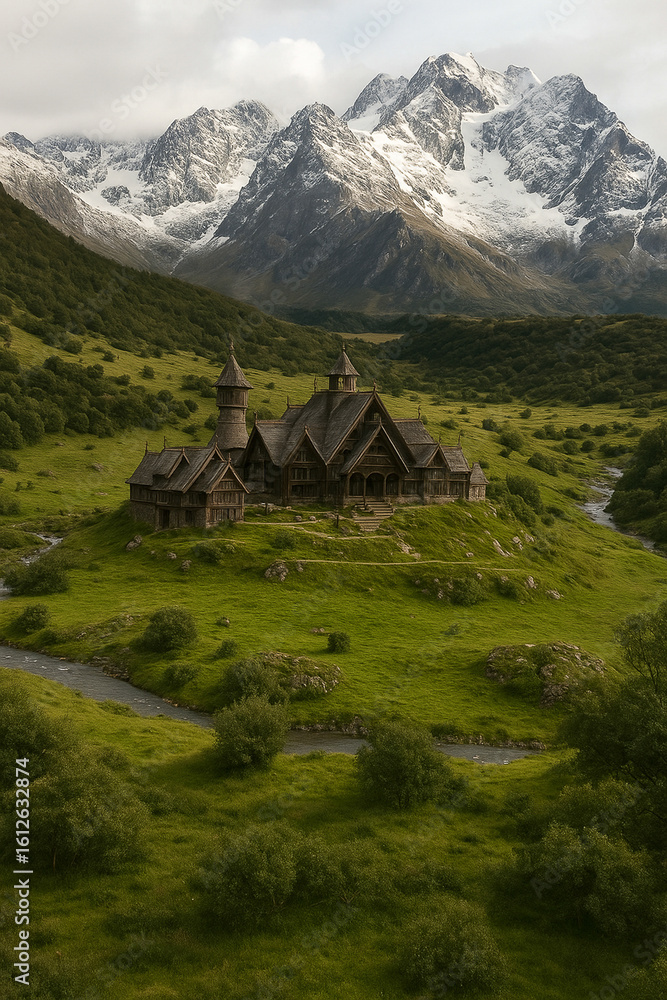 Obraz premium Majestic Mountain Castle