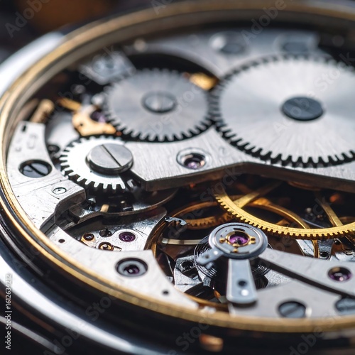 Wallpaper Mural Close-up of intricate clockwork mechanism, showcasing gears and small components Torontodigital.ca