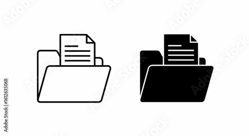Two folder icons, one in black and one in white, each containing a document.