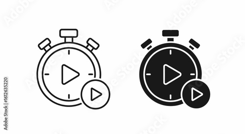 Stopwatch icons showing play button, representing video duration or timer.