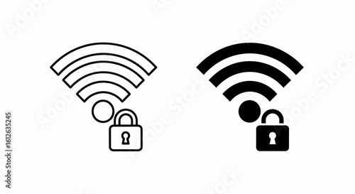 Two Wi-Fi signal icons, one outlined and one solid, each with a padlock symbol indicating security.