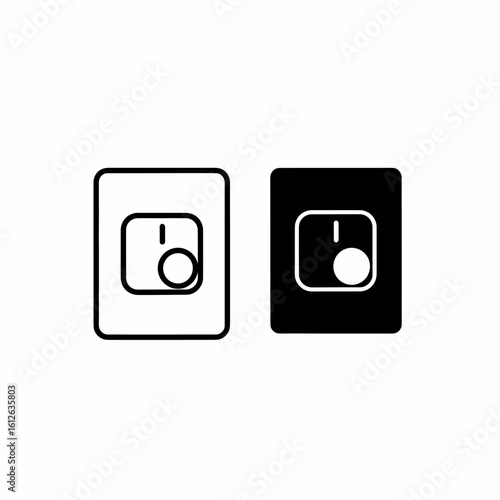 Free Download Two stylized illustrations of electrical wall switches, one in black and one in white outline, showing a toggle switch. - GFXLoad