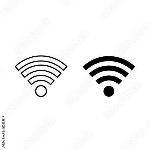 Two black and white wireless network symbols, representing connectivity and signal strength.