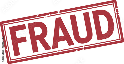Fraud alert red stamp concept for financial scam and identity theft crime