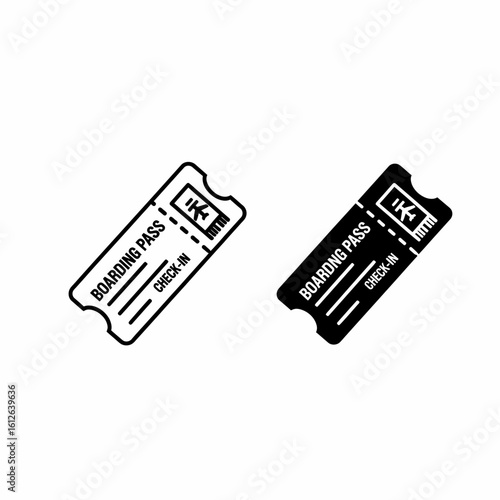Two stylized boarding passes, one outlined and the other filled, ready for travel.