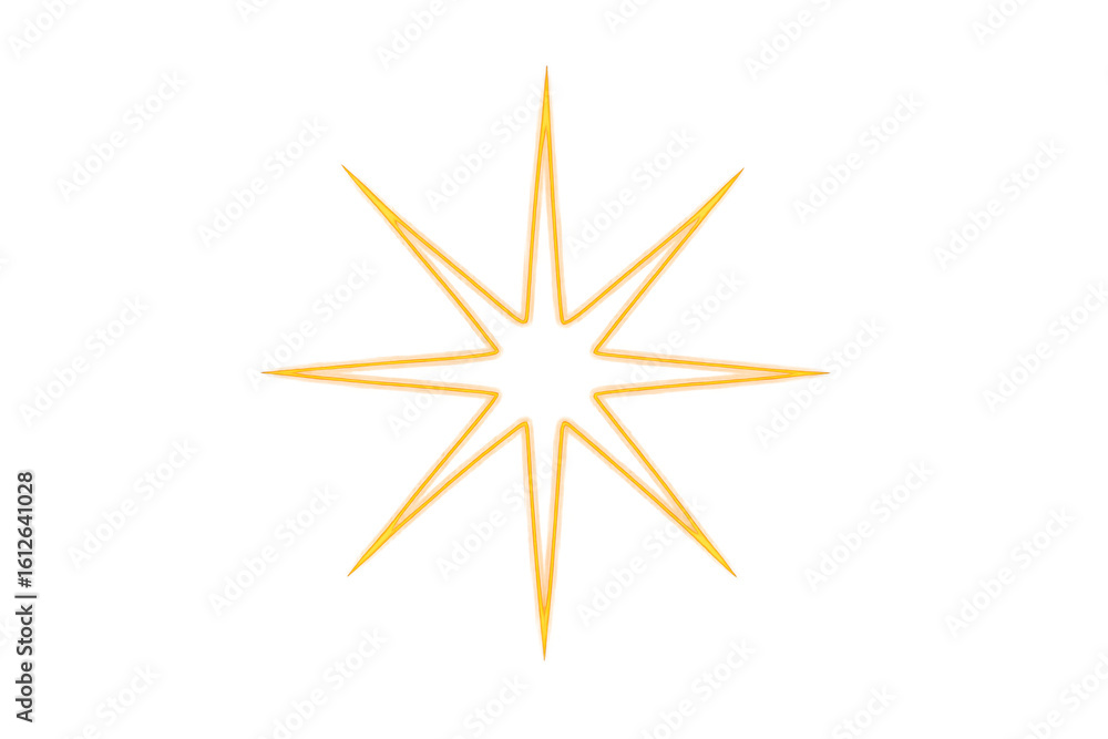 Obraz premium Golden eight-pointed star glowing on transparent background, perfect for festive designs and holiday projects