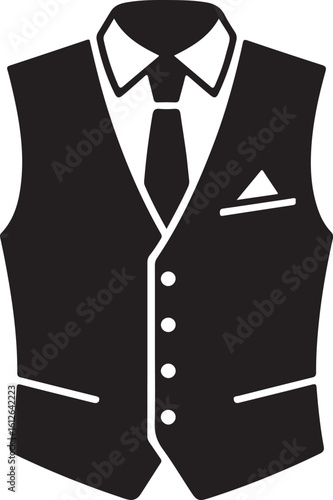 sleeveless formal suit with a pocket square