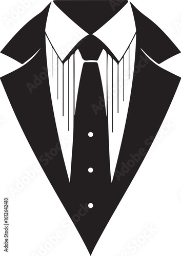 tuxedo shirt front with studs and a thin tie 