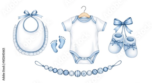 Baby clothes and accessories blue baby bib baby bodysuit