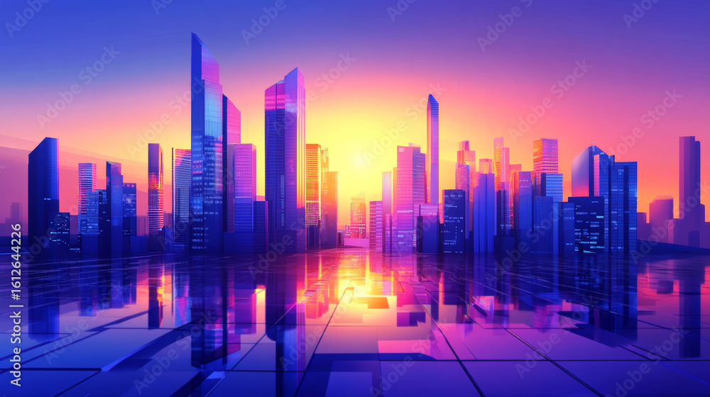 Obraz premium Twilight Over the Cityscape