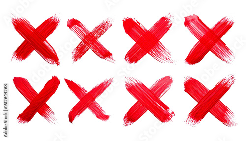 set of Cross sign drawn with red marker isolated on transparent background, grunge design element, ready to use