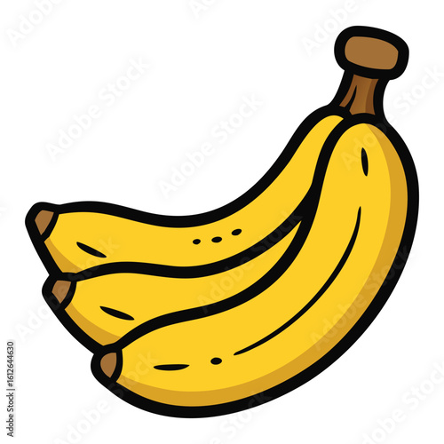 Cartoon Bunch of Three Yellow Bananas; Fun, Bright, and Playful Illustration.