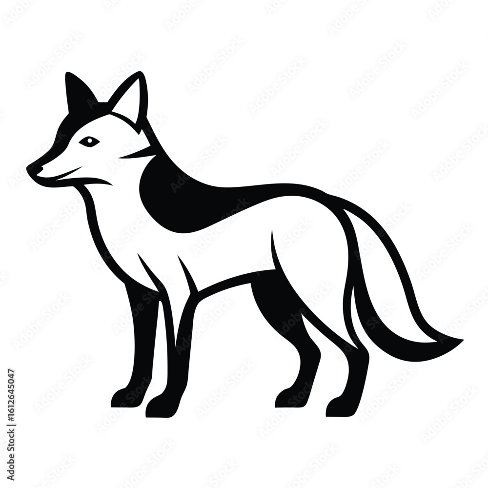 Fototapeta premium Solid color Tibetan Fox animal vector design