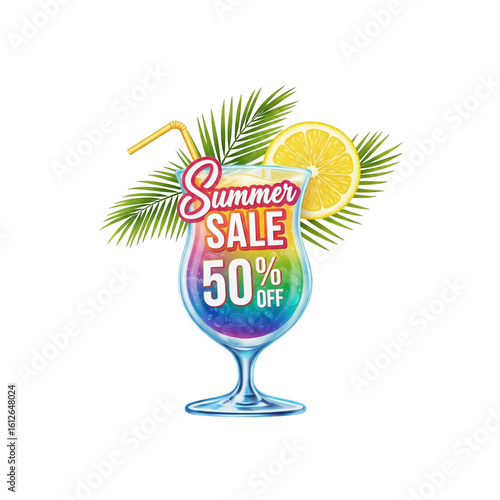 Tropical Drink Summer Sale Label Vector – Transparent Background