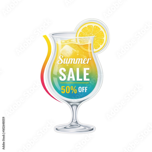 Tropical Drink Summer Sale Label Vector – Transparent Background