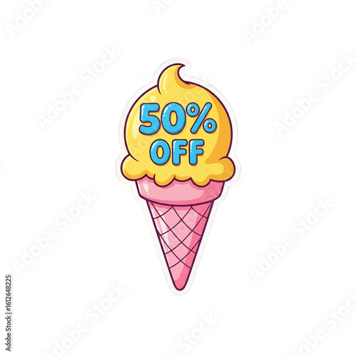 Ice Cream Cone Summer Sale Tag Vector – Transparent Background