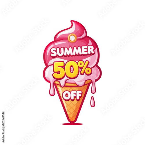 Ice Cream Cone Summer Sale Tag Vector – Transparent Background