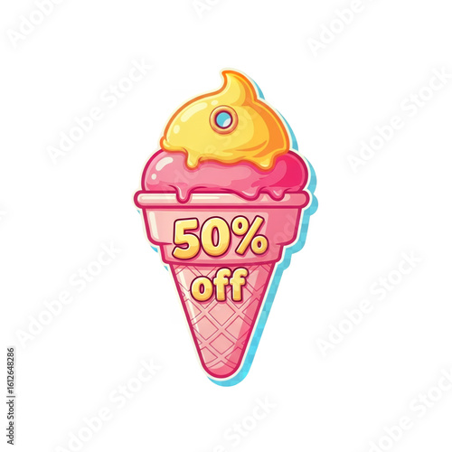 Ice Cream Cone Summer Sale Tag Vector – Transparent Background