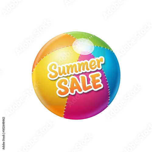 Beach Ball Summer Sale Discount Tag Vector – Transparent Background