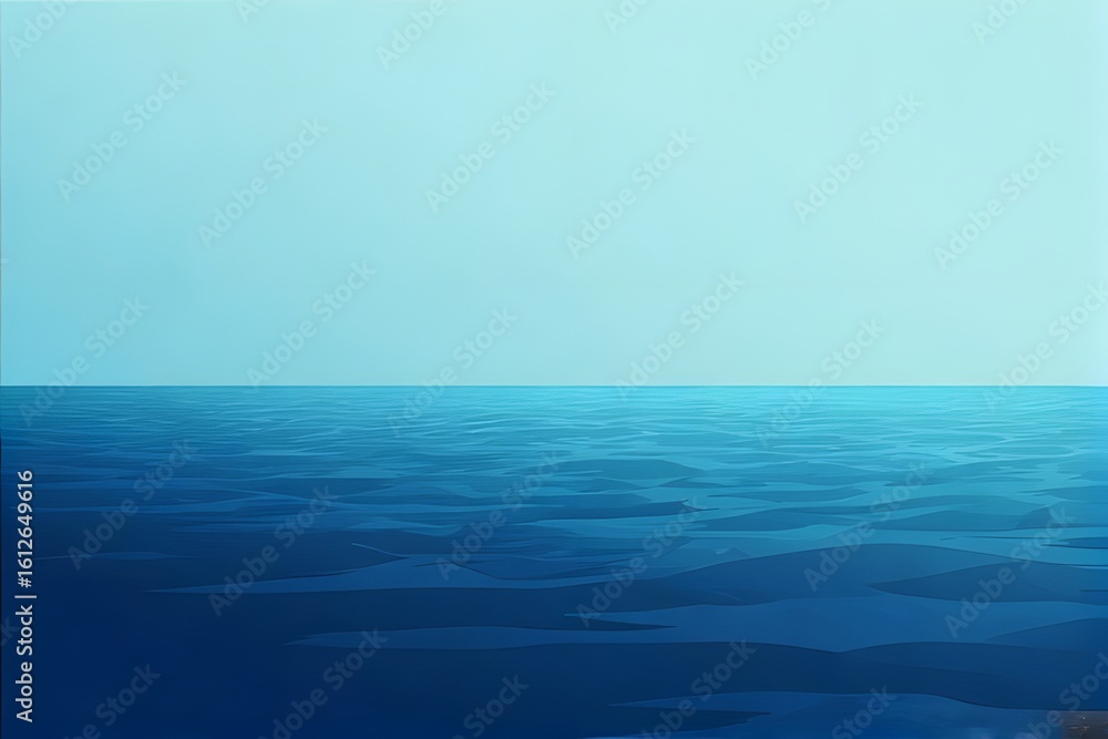 Obraz premium A serene view of the ocean with a clear blue sky and gentle waves creating a calming atmosphere