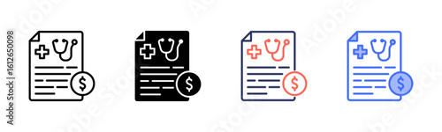 Medical Expense icon set multiple style collection