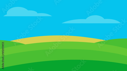 clear sky with green plains horizon