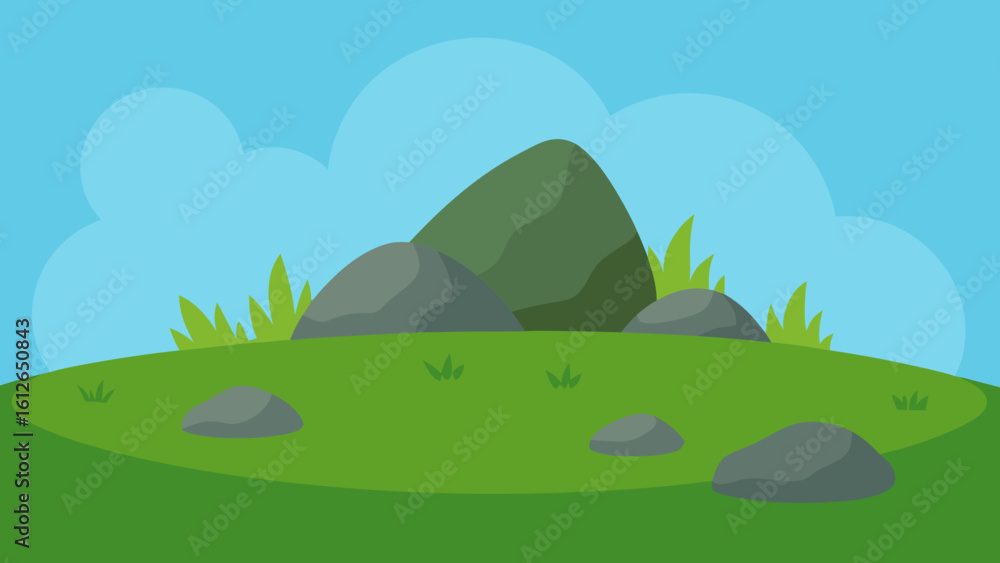 Obraz premium grassy knoll rocks
