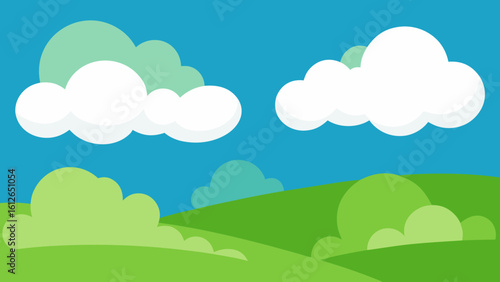 puffy clouds meadows