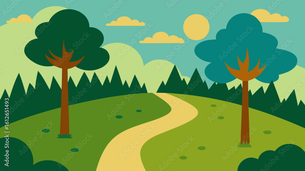 Fototapeta premium field trail with trees forest edge