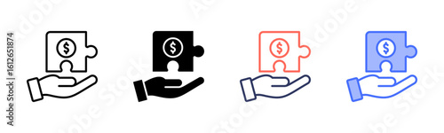Donation icon set multiple style collection