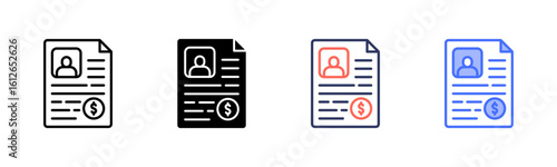 Account Holder icon set multiple style collection