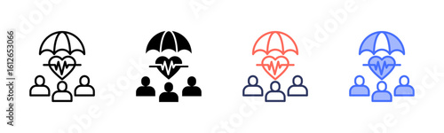 Health Insurance icon set multiple style collection