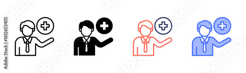 Medical Staff icon set multiple style collection