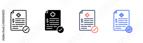 Medical Expense icon set multiple style collection