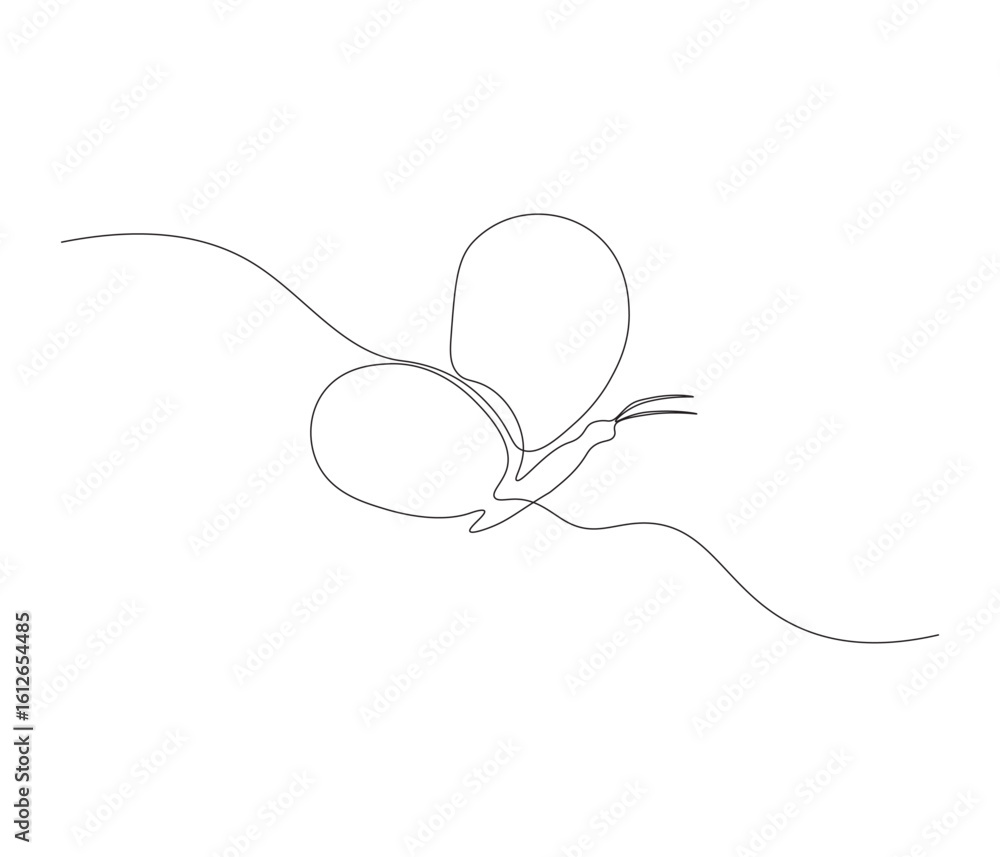 Obraz premium One continuous line drawing of flying butterfly. single line of butterflies illustration. flying flies concept. editable outline