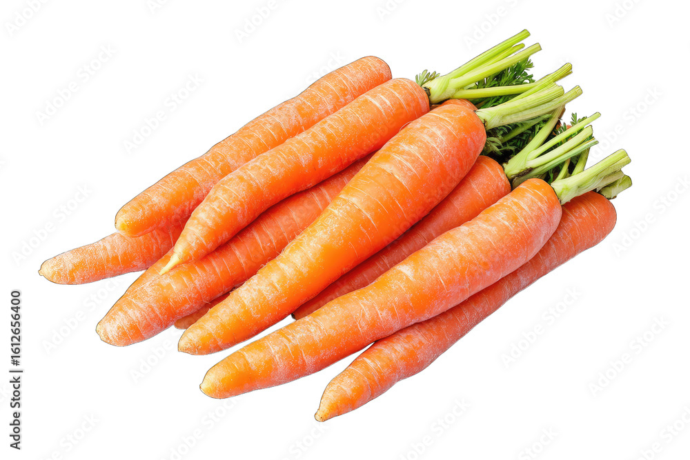 A Bunch Of Fresh Vibrant Orange Carrots With Green Leafy Tops Isolated On A Transparent Background A Bunch Of Fresh Vibrant Orange Carrots With Green Leafy Tops Isolated On A Transparent Background