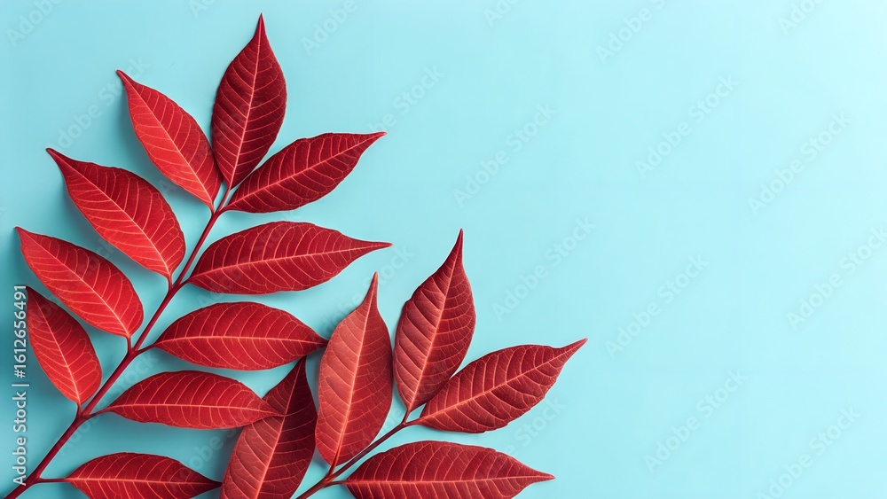 Obraz premium Sunlit Red Leaves Against a Clear Autumn Sky 