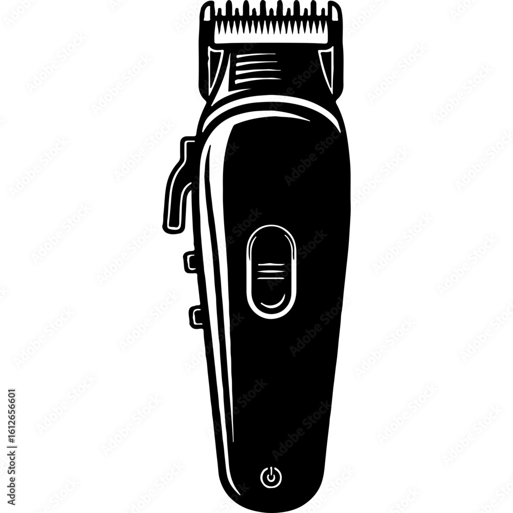 Fototapeta premium Electric Hair Clipper Vector Illustration for Beard Grooming and Shaving. Barber Tool Icon for Men's Haircut and Beard Care on World Beard Day.