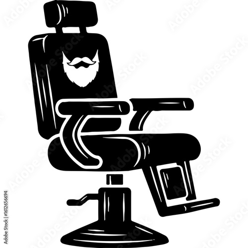 Vintage barber chair with beard icon, perfect for World Beard Day celebrations and men's grooming concepts.