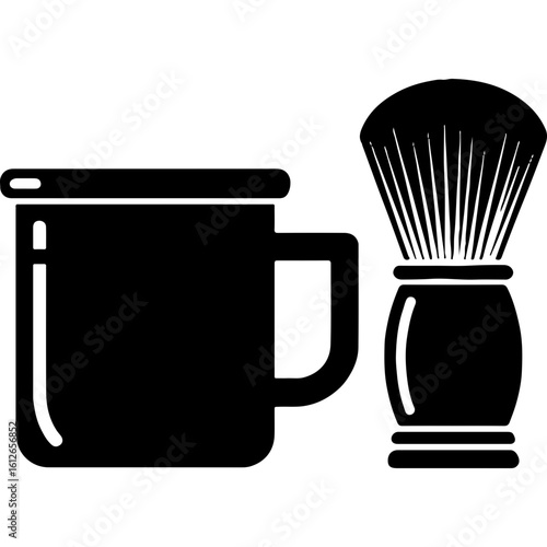 Vintage Shaving Mug and Brush Silhouette Vector Icon for Barber Shop, Male Grooming, and World Beard Day Celebrations