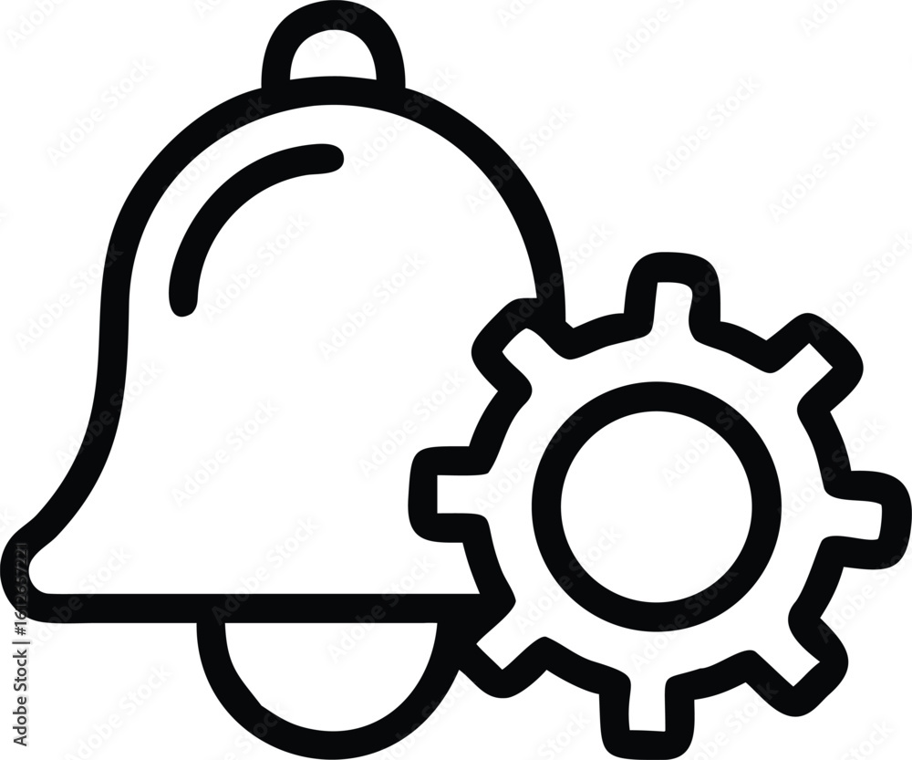 Fototapeta premium Bell and Gear Combination Icon mechanical industrial