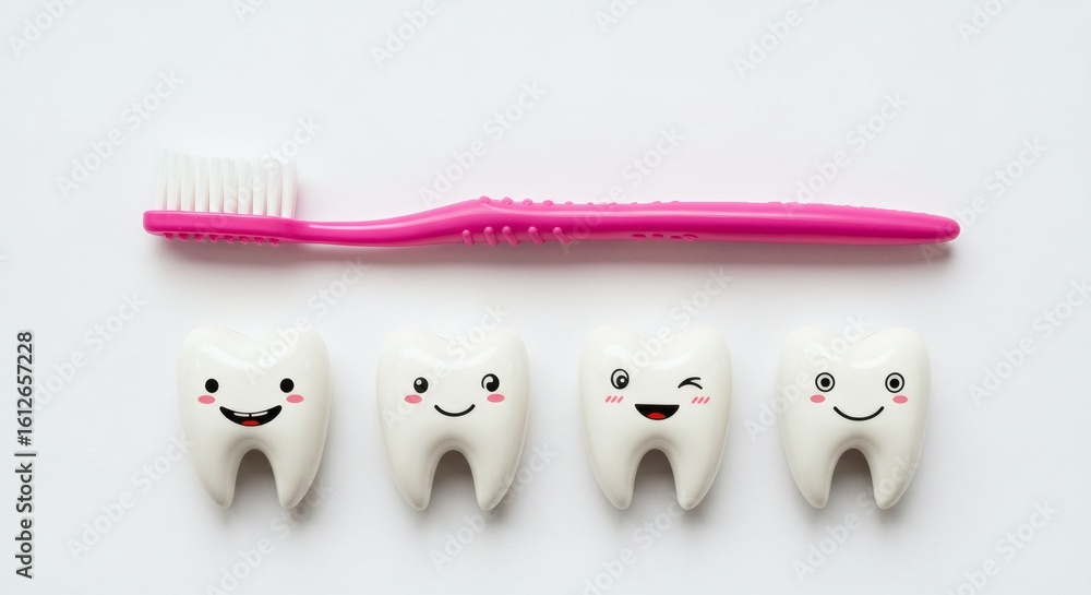 Obraz premium Happy Tooth Crew Brush Up for a Bright Smile.