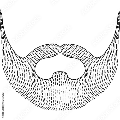 Hand-drawn beard and mustache illustration, a cool stylized graphic for World Beard Day, male grooming, or vintage fashion.