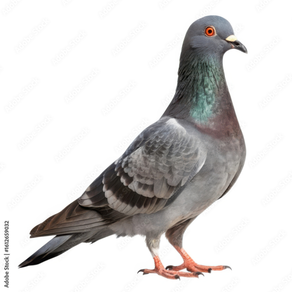 Obraz premium A single grey pigeon standing on a transparent background isolated on transparent background