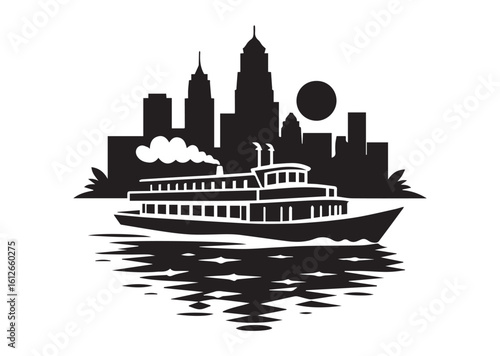 Riverboat silhouette vector illustration