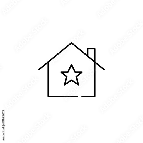 House and star. Featured real estate, premium mortgage and residential buildings. Pixel perfect, editable stroke vector icon