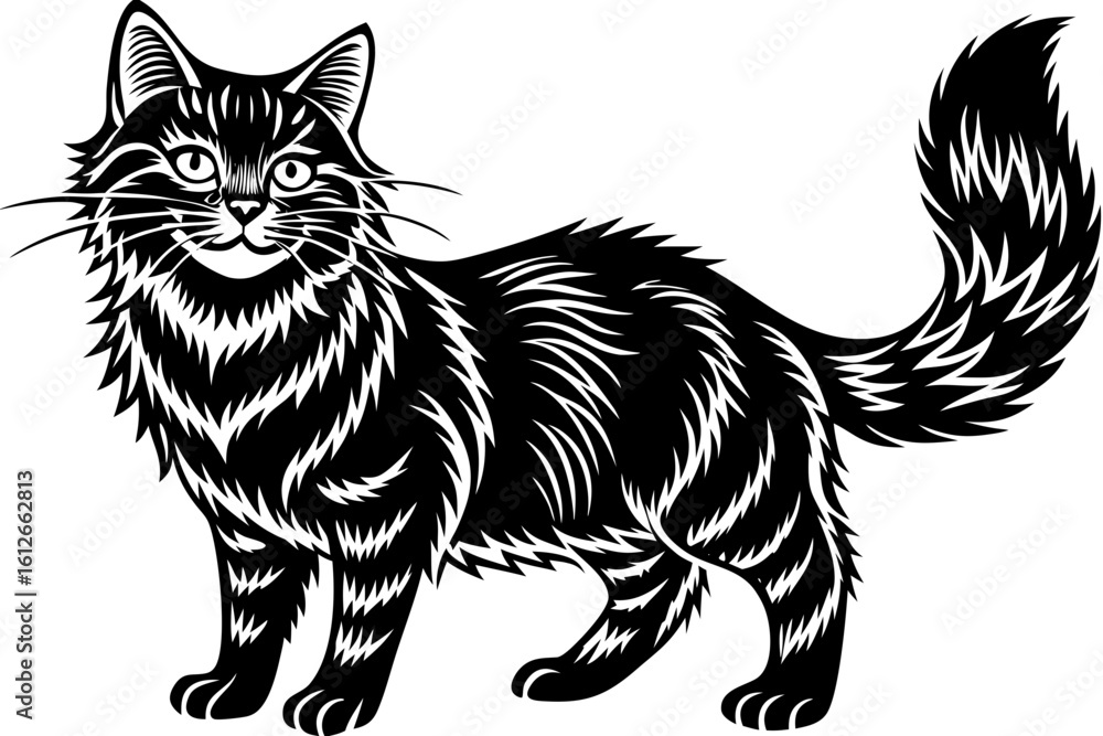 Obraz premium black and white cat vector 