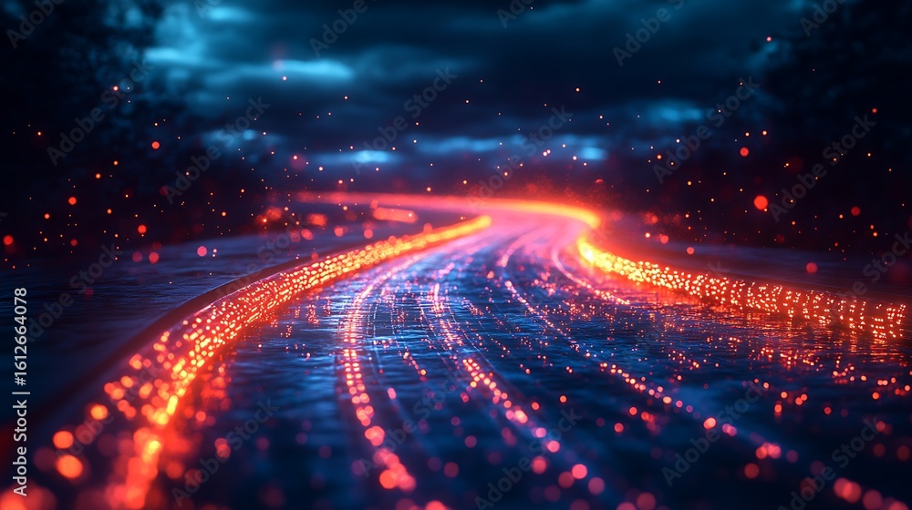 Obraz premium Digital network path technology concept