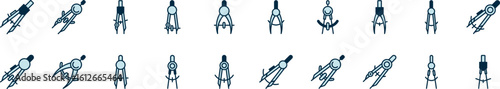 Blue Compass Filled Color Icon Set. Minimalistic Linear Pictogram for Web and Graphic Design, Apps, Banners, Social Network and Cards