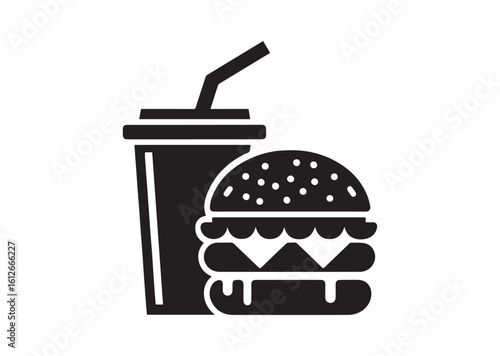 Burger and drink silhouette vector illustration